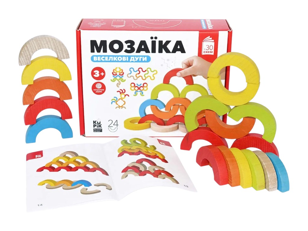 Мозаика Радужные дуги, развивающая деревянная игрушка-балансир 24шт, Igroteco