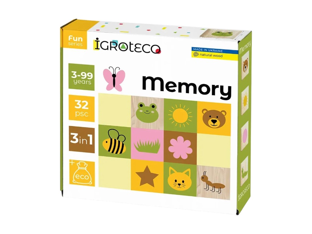 Игра настольная мемори Memory, 32 детали, поиск пар, Igroteco