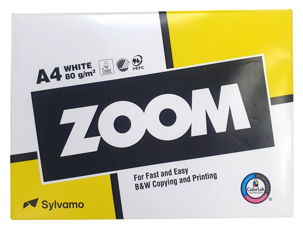 Папір офісний Zoom для принтера А4, 500 аркушів, щільність 80 грам