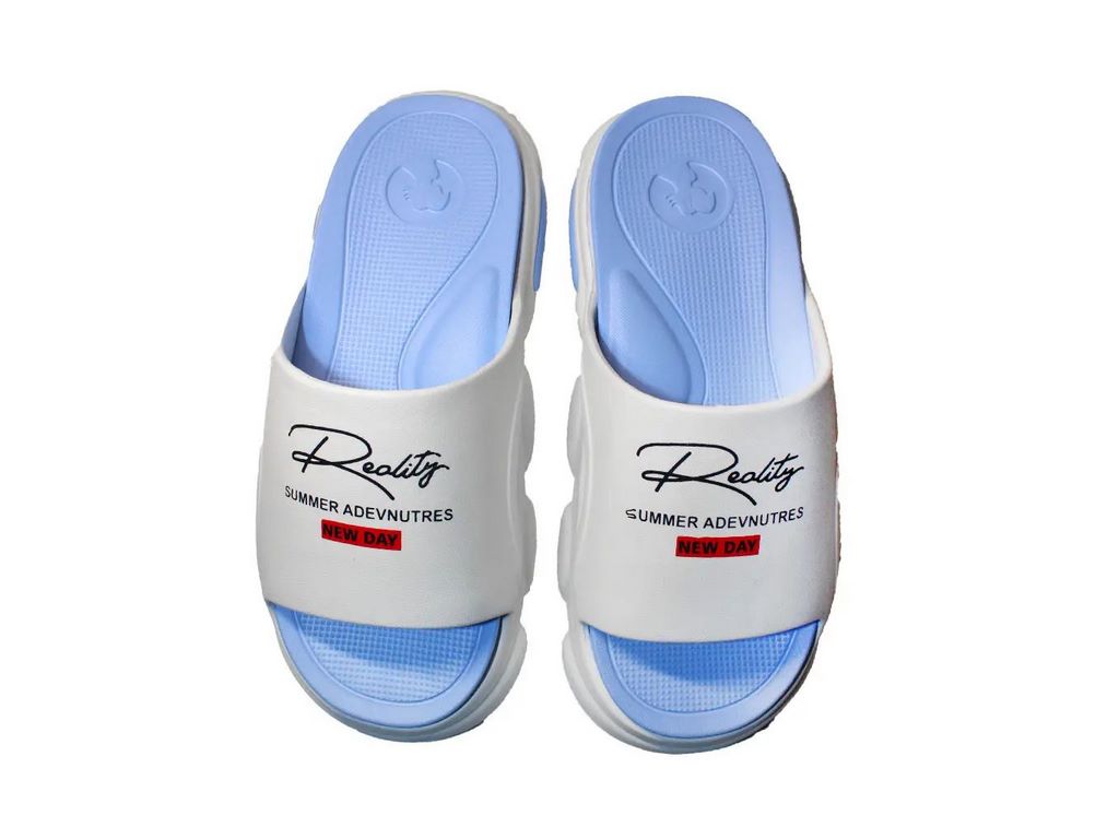 Шлепанцы женские бело-голубые с надписью New Day, Размер 39, Jose Amorales