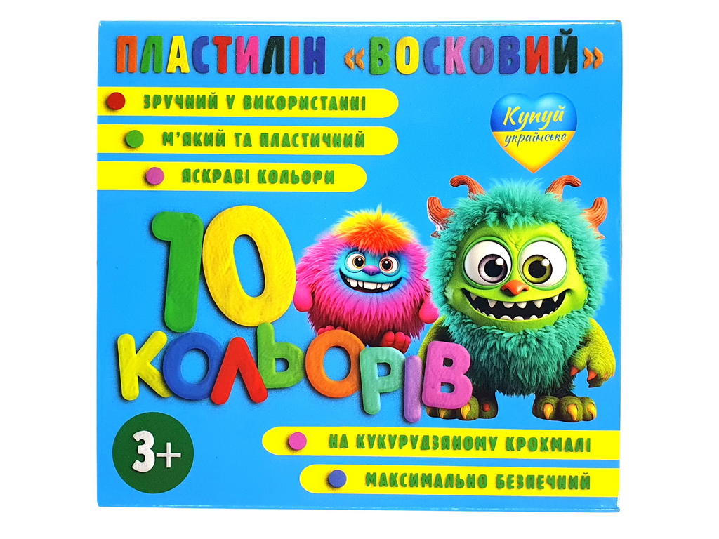Пластилин восковой, 10 цветов, Jumbi.