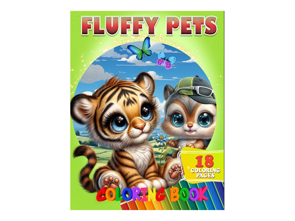Розмальовка “Fluffy Pets” формат A4, 18 кольорових малюнків, вік 3+, Jumbi