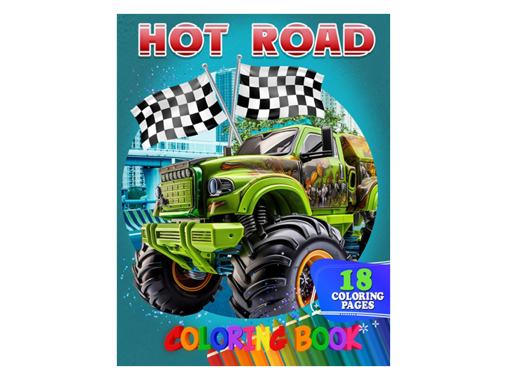 Розмальовка, 18 кольорових малюнків Hot Road, Jumbi
