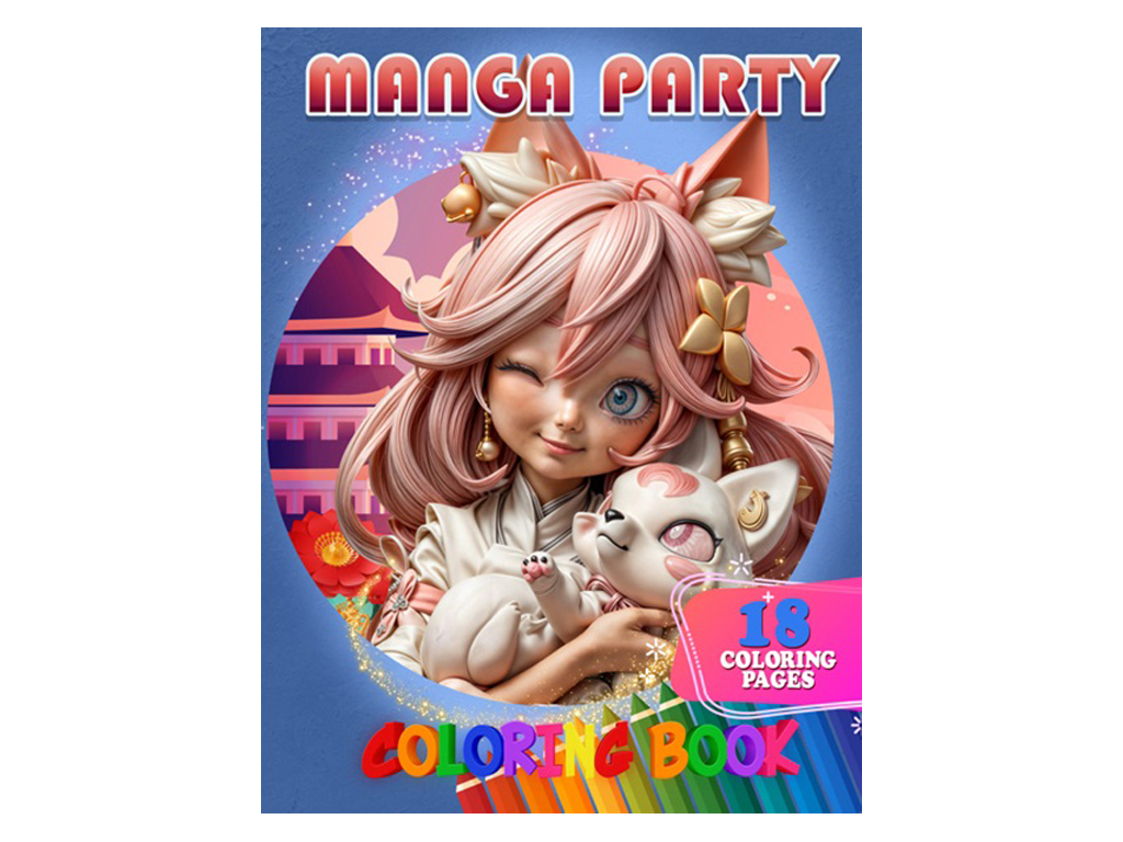 Розмальовка “Manga Party” формат А4, 18 кольорових малюнків, вік 3+, Jumbi