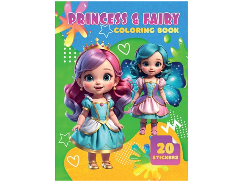 Розмальовка “Princess Fairy” формат A4, 20 наліпок, Jumbi