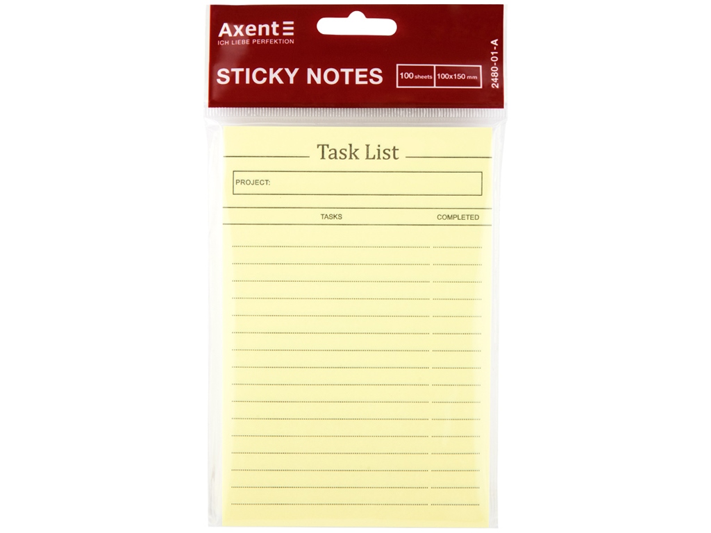 Блок паперу з клейким шаром Task List, 10×15 см, у лінію, 100 аркушів, Axent