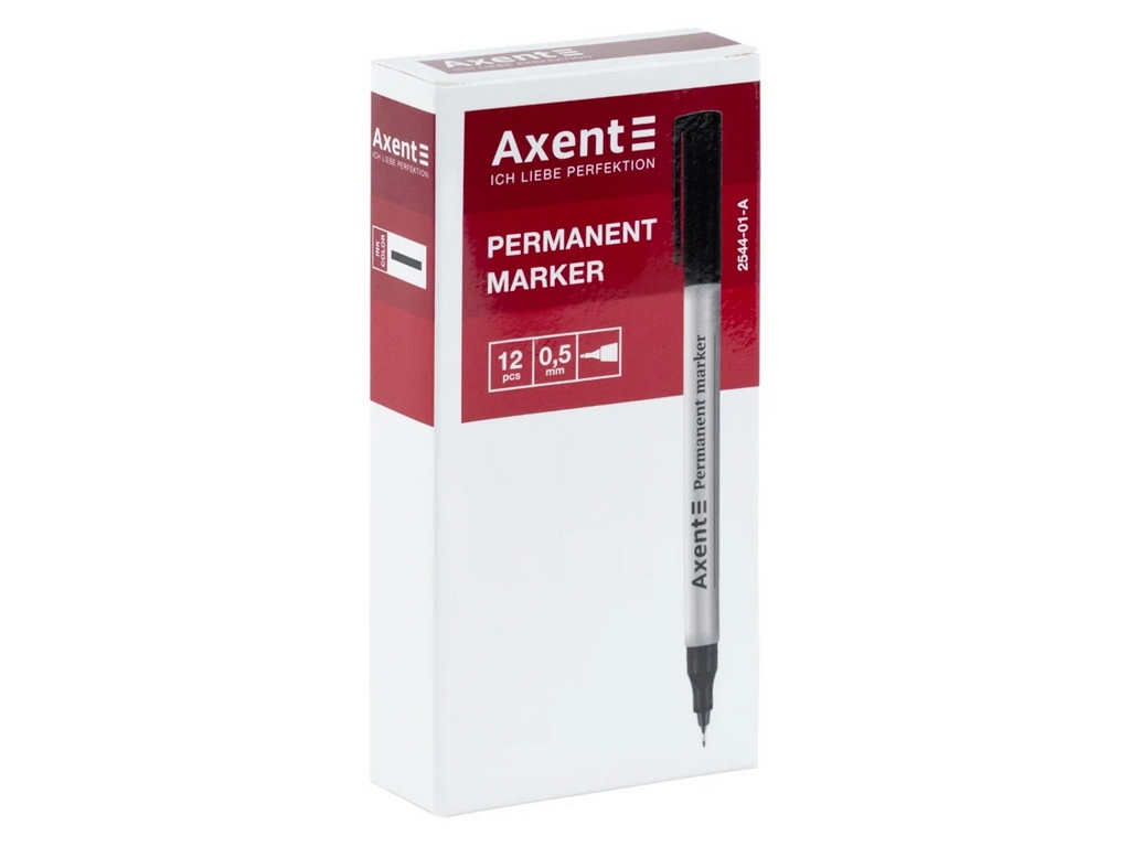 Маркер Axent Permanent 2544-01-A, 0,5мм, круглый, черный