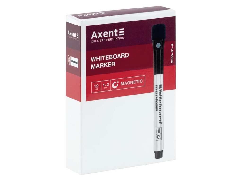 Маркер для магнитной доски Axent Whiteboard Magnetic, круглый, черный, 1-2 мм.