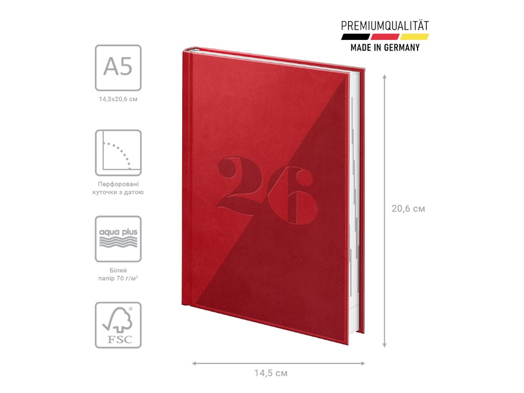 Ежедневник Brunnen Standard Torino Trend 2026, A5, коралловый
