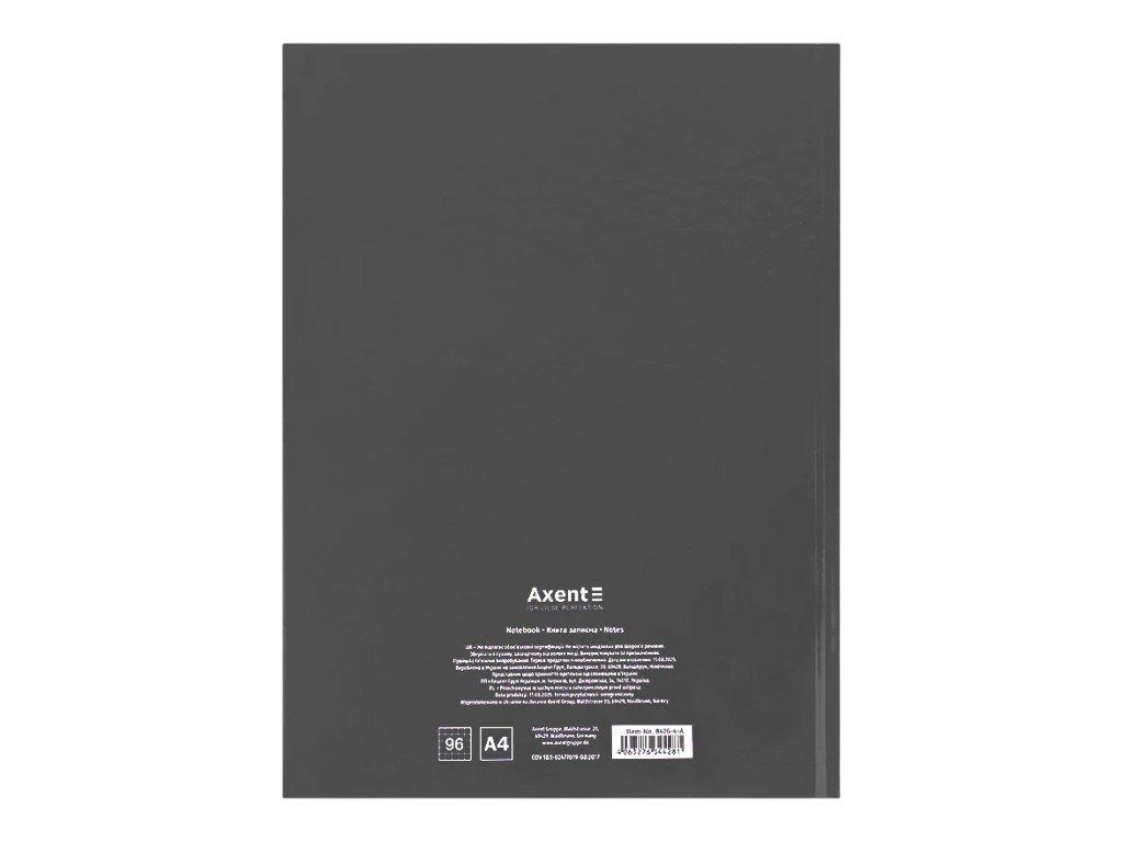 Книга записна One Color Axent 8426-4-A, A4, клітинка, 96 аркушів, сірий