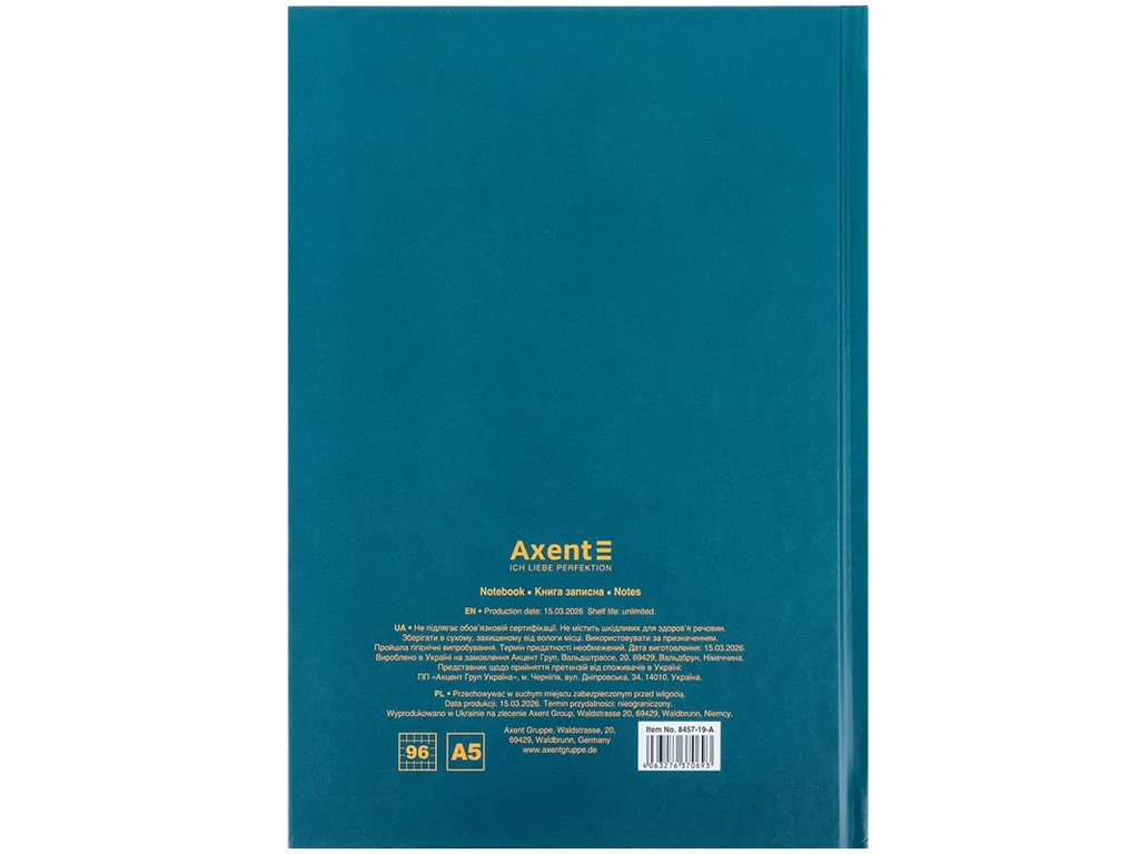 Книга записная твердая обложка в кисти А5, 96 листов, Stay curious, Axent 8457-19-A