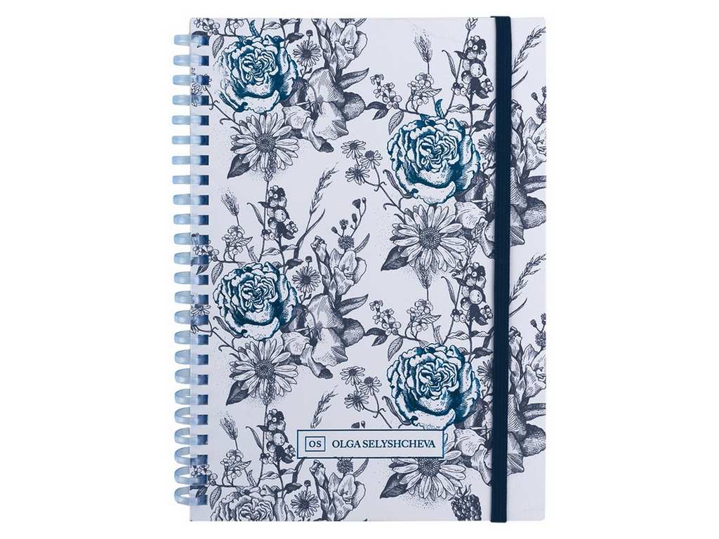 Блокнот на спирали в картонной обложке на 80 листов в клетку А5, Blue garden, Axent