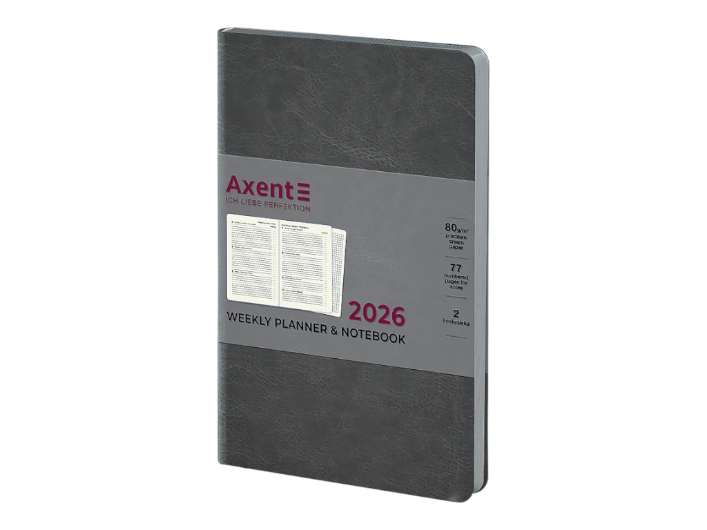 Ежедневник Partner City Soft 2026 Axent 8521-26-06-A, 125×195 мм, серый