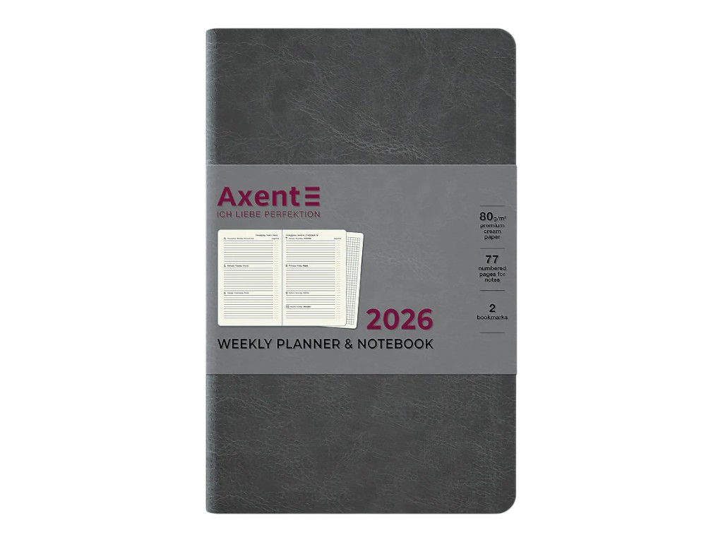 Ежедневник Partner City Soft 2026 Axent 8521-26-06-A, 125×195 мм, серый