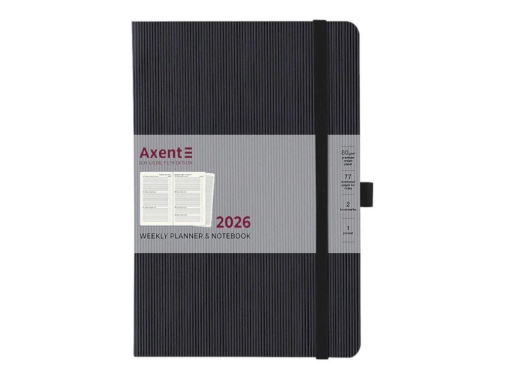 Ежедневник Partner Grand Lines 2026 Axent 8531-26-01-A, 195×255 мм, черный