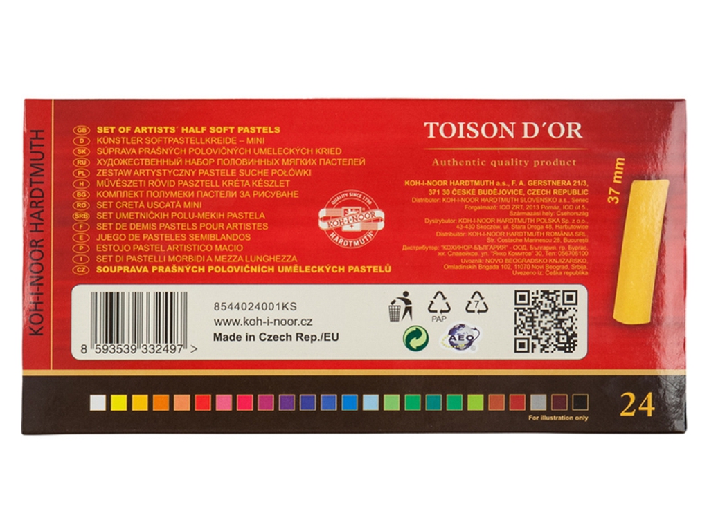 Мел-пастель мягкий Toison D'or, 24 цвета, в картонной упаковке.