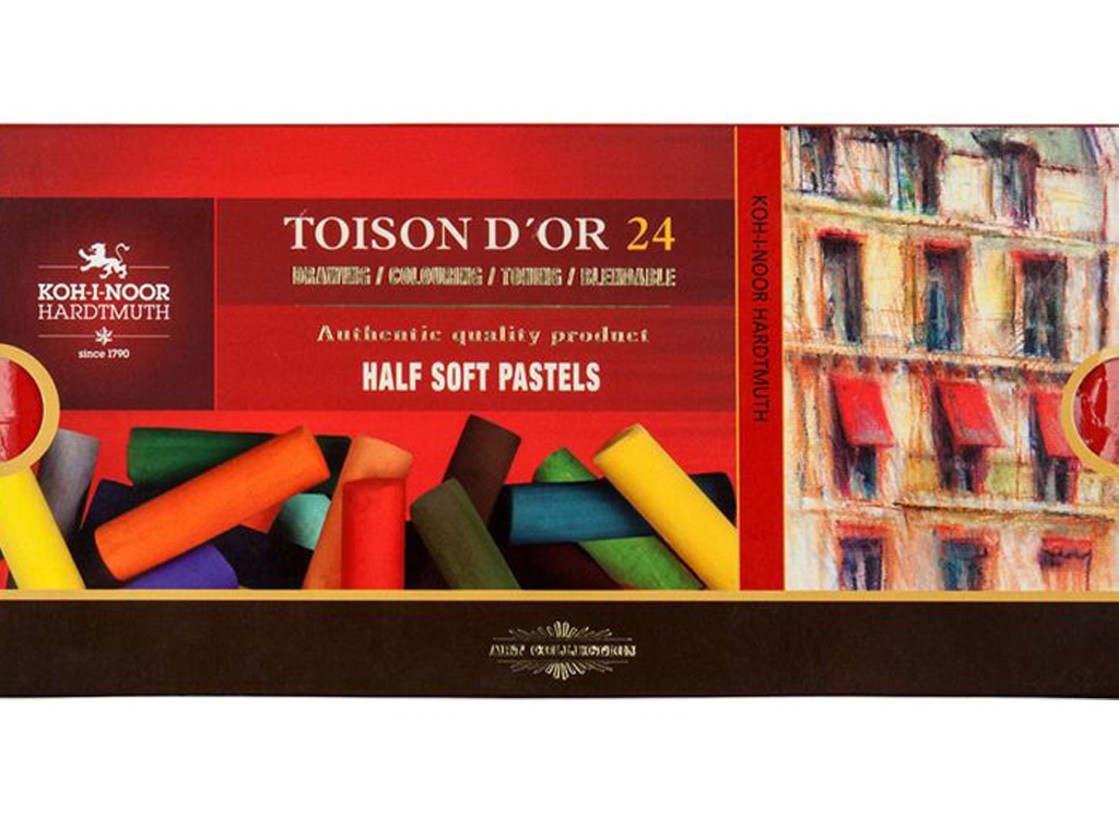 Мел-пастель мягкий Toison D'or, 24 цвета, в картонной упаковке.