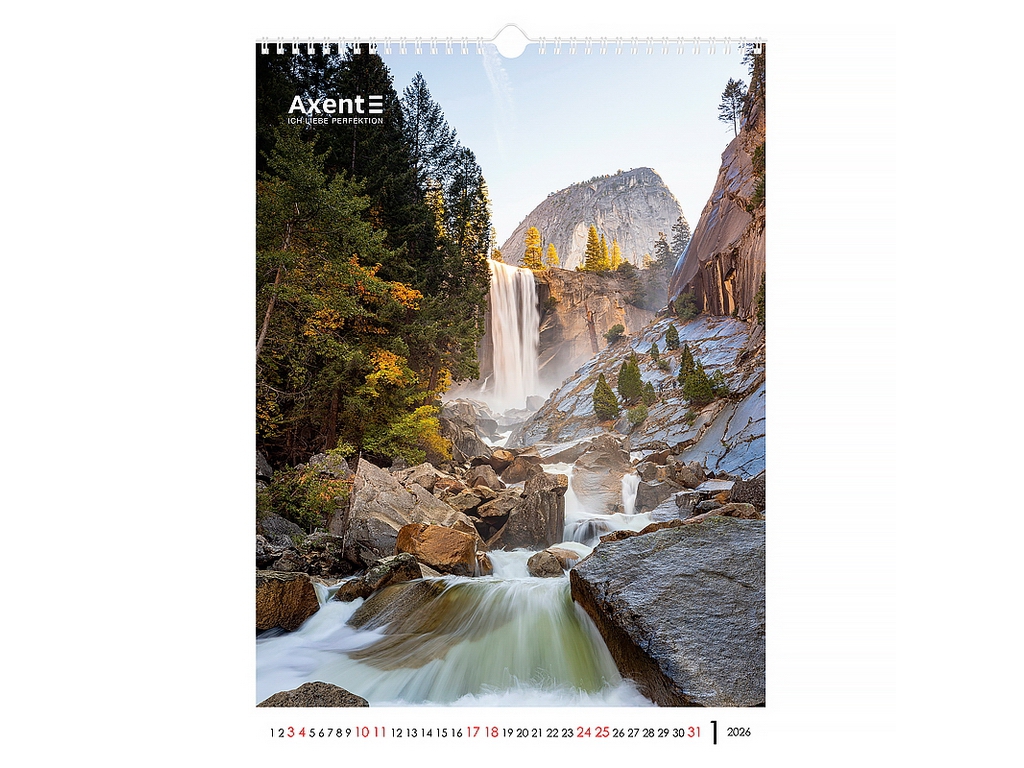 Календарь настенный А3 на 2026 год, Waterfalls, Axent