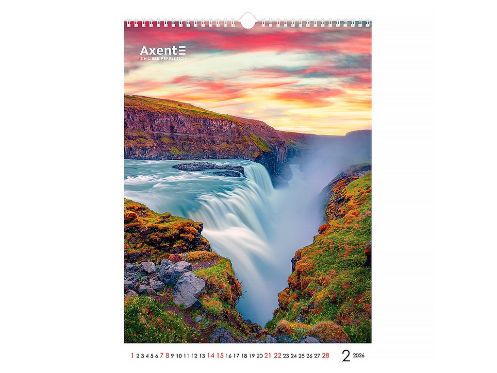 Календарь настенный А3 на 2026 год, Waterfalls, Axent