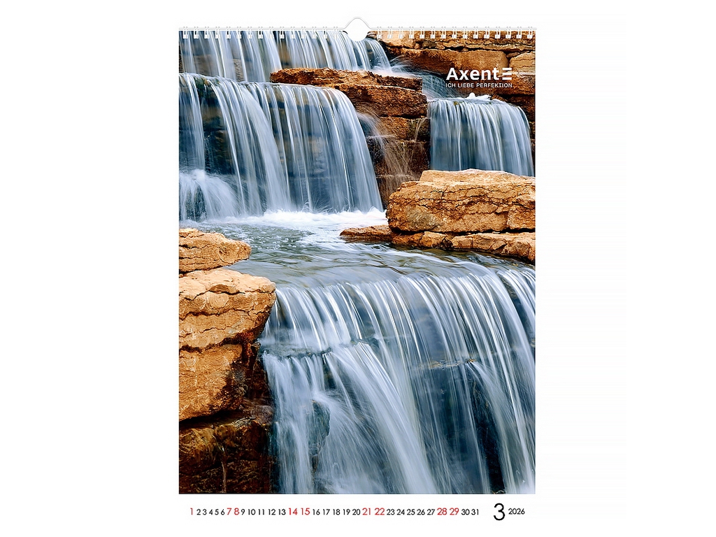 Календарь настенный А3 на 2026 год, Waterfalls, Axent