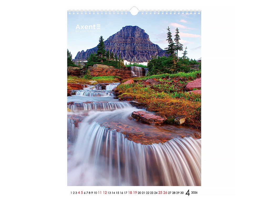 Календарь настенный А3 на 2026 год, Waterfalls, Axent