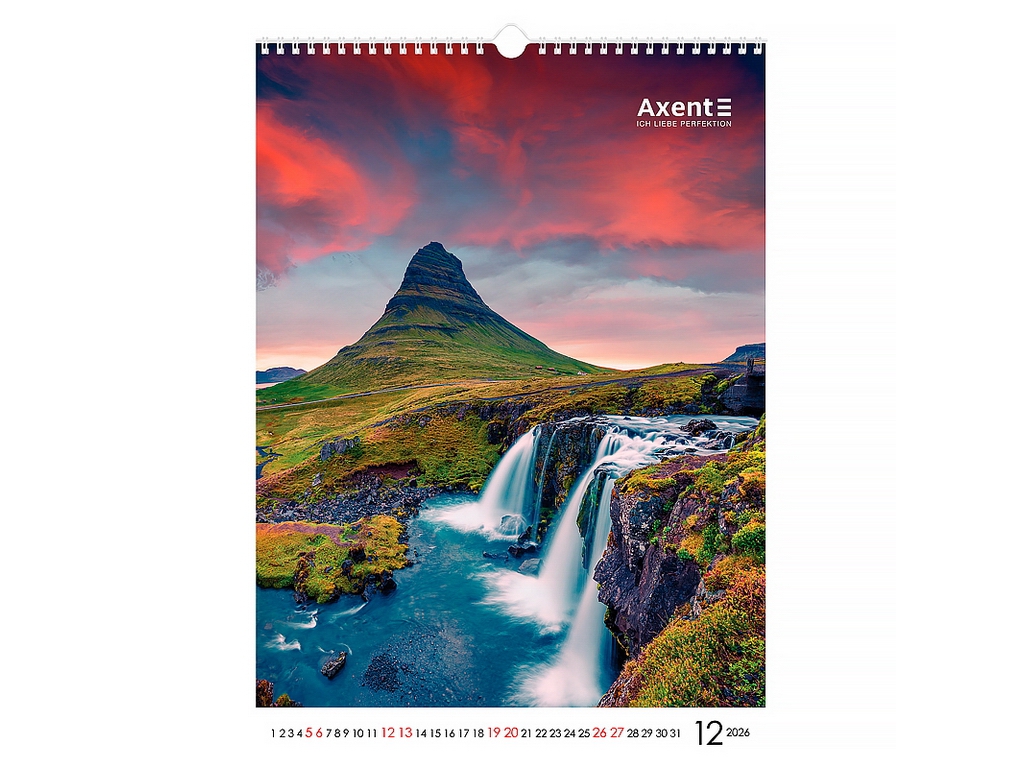Календарь настенный А3 на 2026 год, Waterfalls, Axent