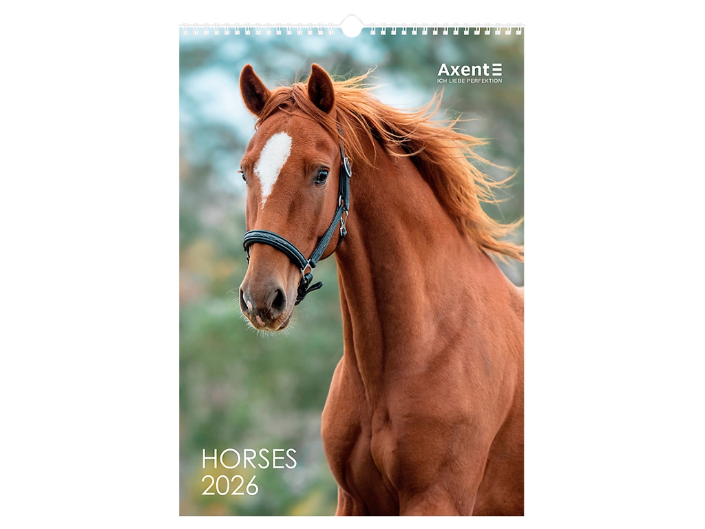 Календарь настенный А3 на 2026 год, Horses, Axent.