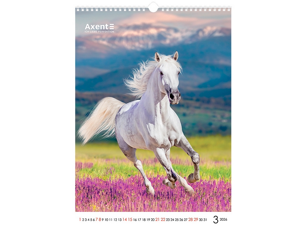Календарь настенный А3 на 2026 год, Horses, Axent.