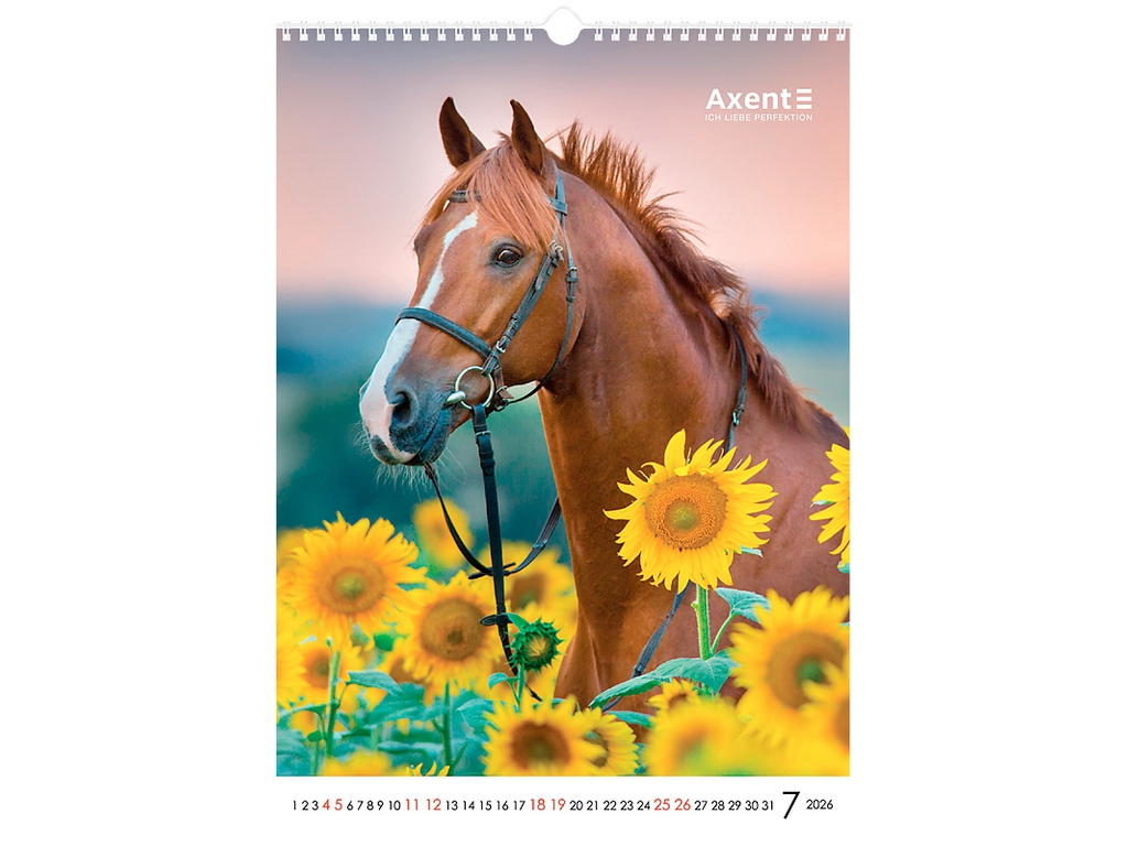 Календарь настенный А3 на 2026 год, Horses, Axent.