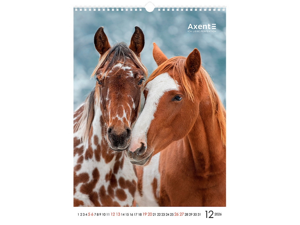 Календарь настенный А3 на 2026 год, Horses, Axent.