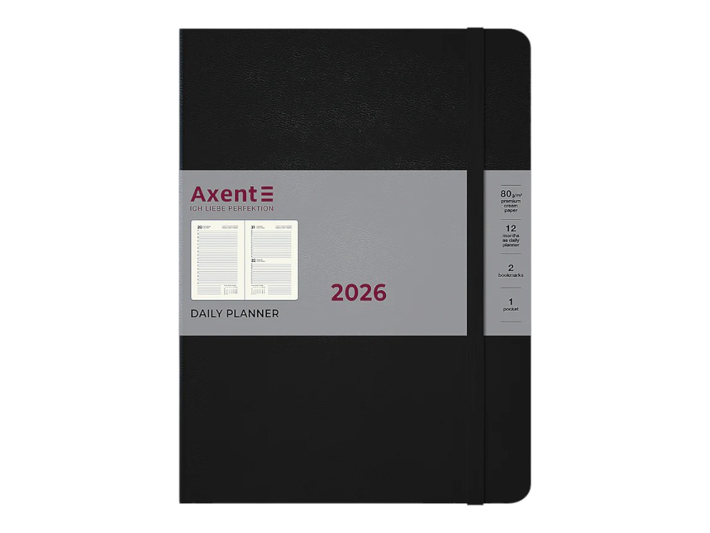 Ежедневник Axent Grand Strong 2026, 195×255 мм, черный