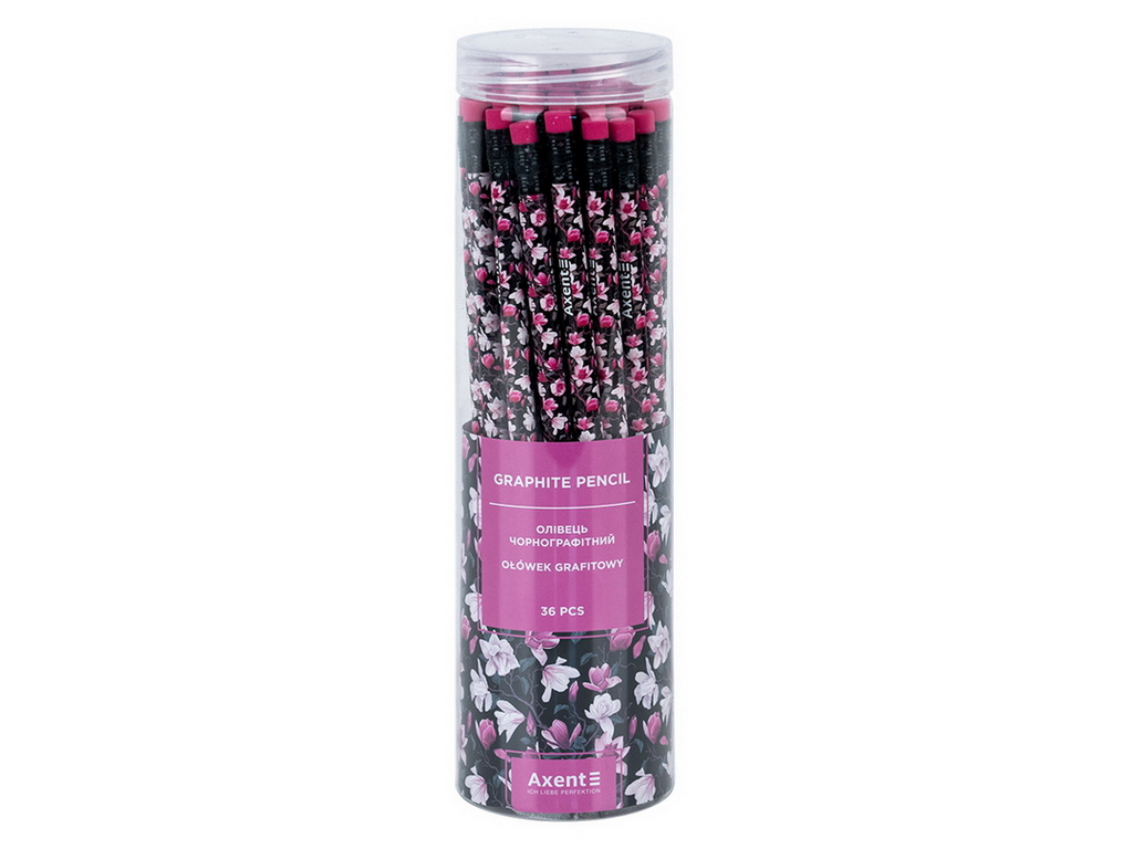 Олівець графітний, твердість грифеля HB, Floral Black, Axent