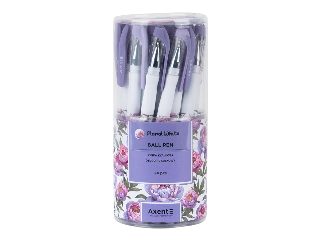 Ручка кулькова Axent Floral White, 0.5 мм, синє чорнило