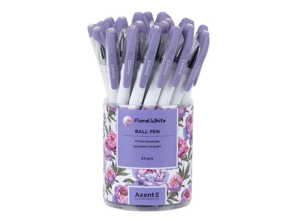 Ручка кулькова Axent Floral White, 0.5 мм, синє чорнило