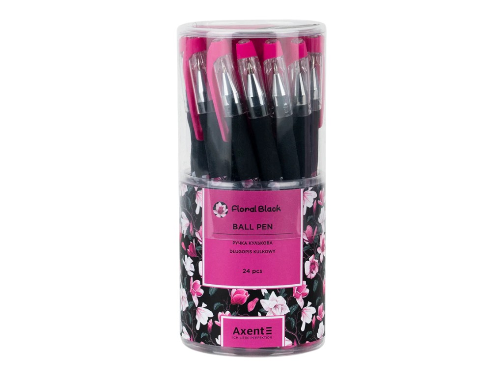 Ручка кулькова Axent Floral Black, 0.5 мм, синє чорнило