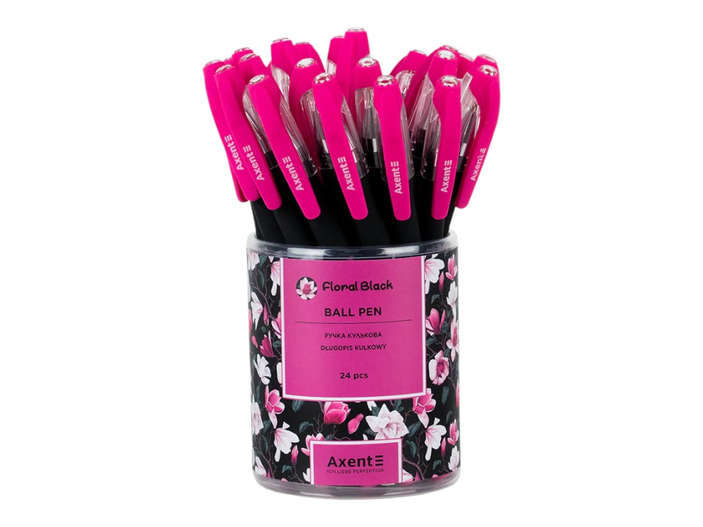 Ручка кулькова Axent Floral Black, 0.5 мм, синє чорнило