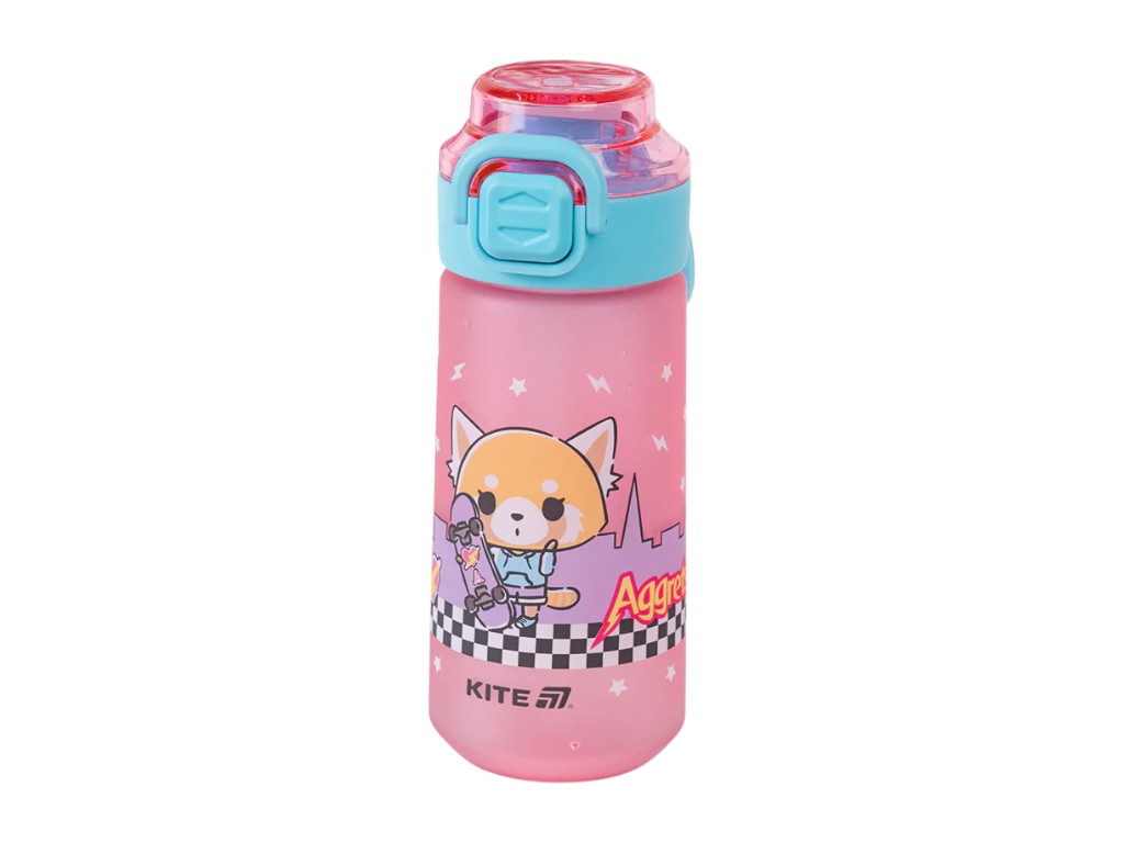Бутылка для воды детская Aggretsuko AR25-1213, 560 мл, розовая, с поильником и трубочкой, Kite