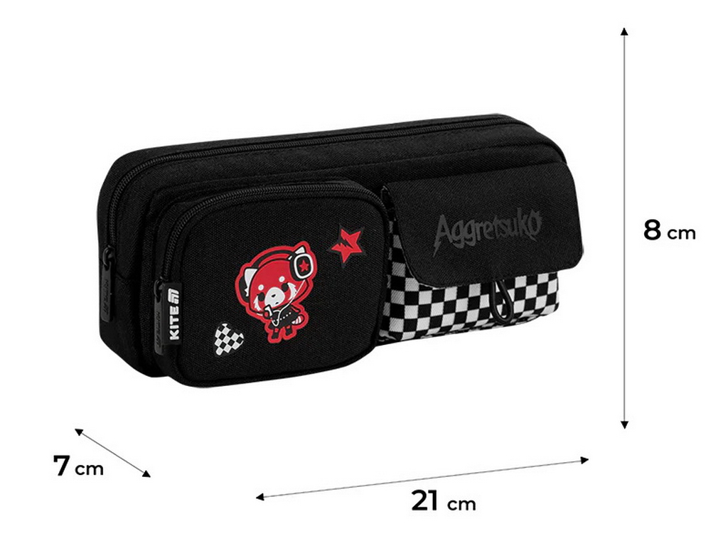 Пенал м’який з кишенями Kite Aggretsuko AR26-2701, 21 см, на блискавці, Kite