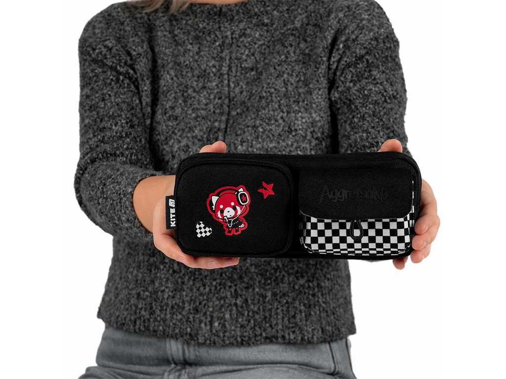 Пенал м’який з кишенями Kite Aggretsuko AR26-2701, 21 см, на блискавці, Kite