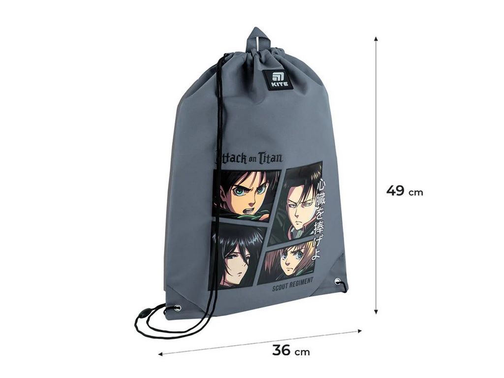 Сумка для обуви со шнурками Attack on Titan Season AT25-600L, 49×36 см, затяжка шнурком, Kite