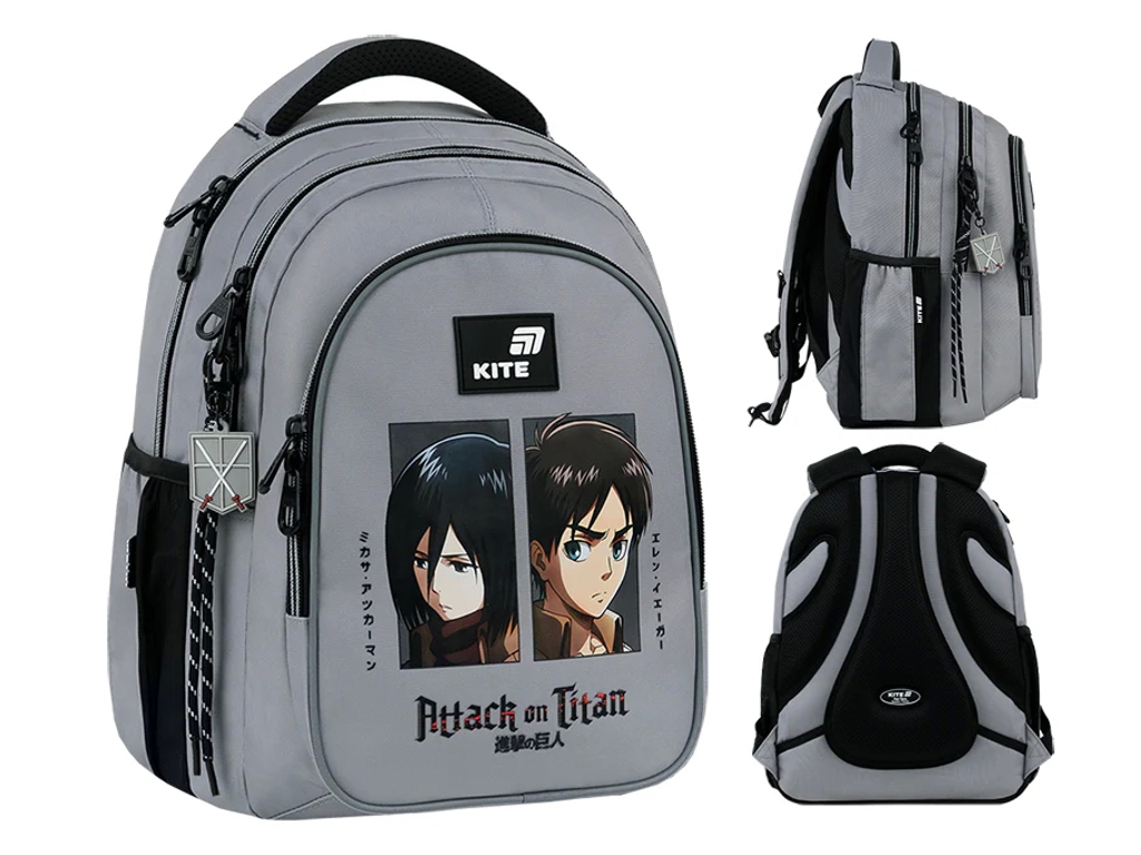 Рюкзак шкільний ортопедичний Kite Education teens Attack on Titan, 40 см, світловідбивні елементи