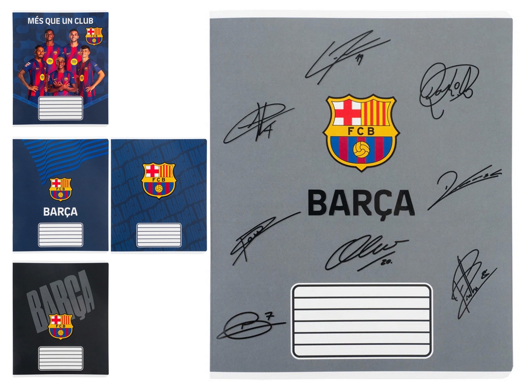 Зошит шкільний у клітинку Kite FC Barcelona, 18 аркушів, фактурна обкладинка, 5 видів (ціна за 1шт)
