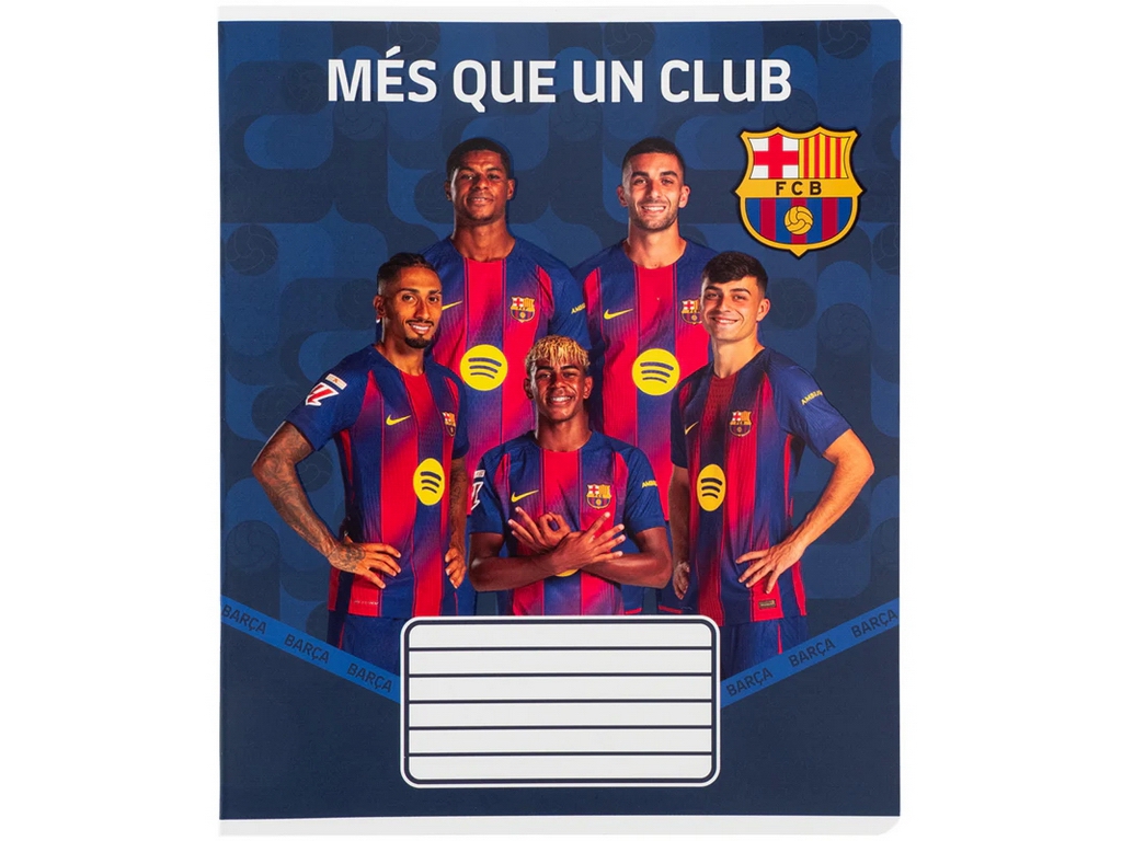 Зошит шкільний у клітинку Kite FC Barcelona, 18 аркушів, фактурна обкладинка, 5 видів (ціна за 1шт)
