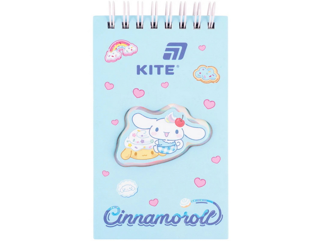 Блокнот на подвійній кольоровій спіралі Cinnamoroll, 80×135 мм, 80 аркушів, лінія, Kite