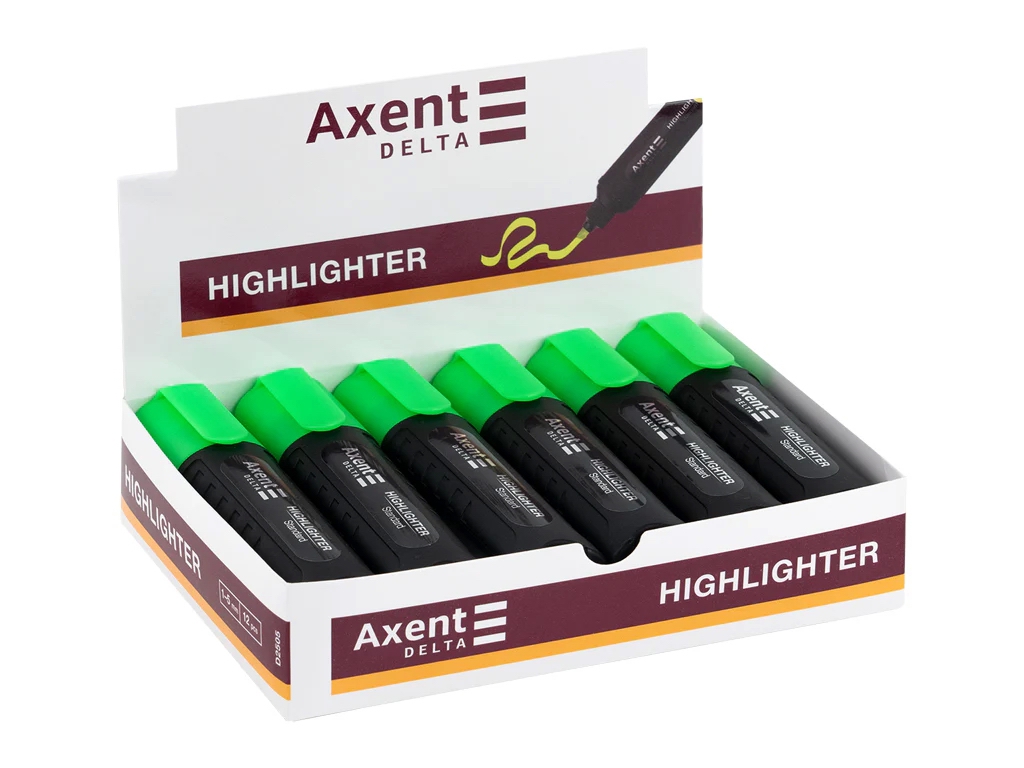 Маркер текстовый клиновидный Axent Delta Highlighter Standard D2505-04, зеленый