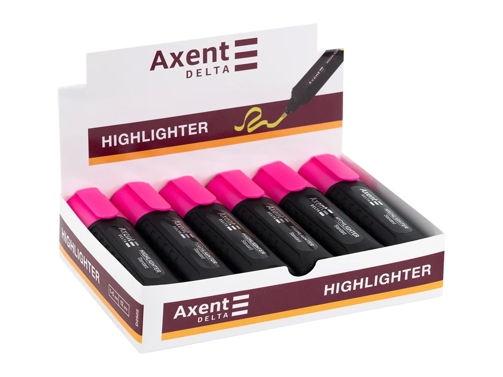 Маркер текстовый клиновидный Axent Delta Highlighter Standard D2505-10, розовый