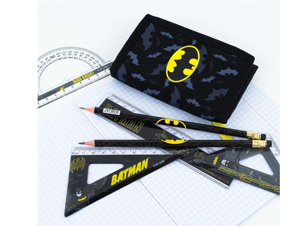 Набір для креслення Kite DC Comics DC25-282, лінійка 15 см, 2 косинця, транспортир, Kite