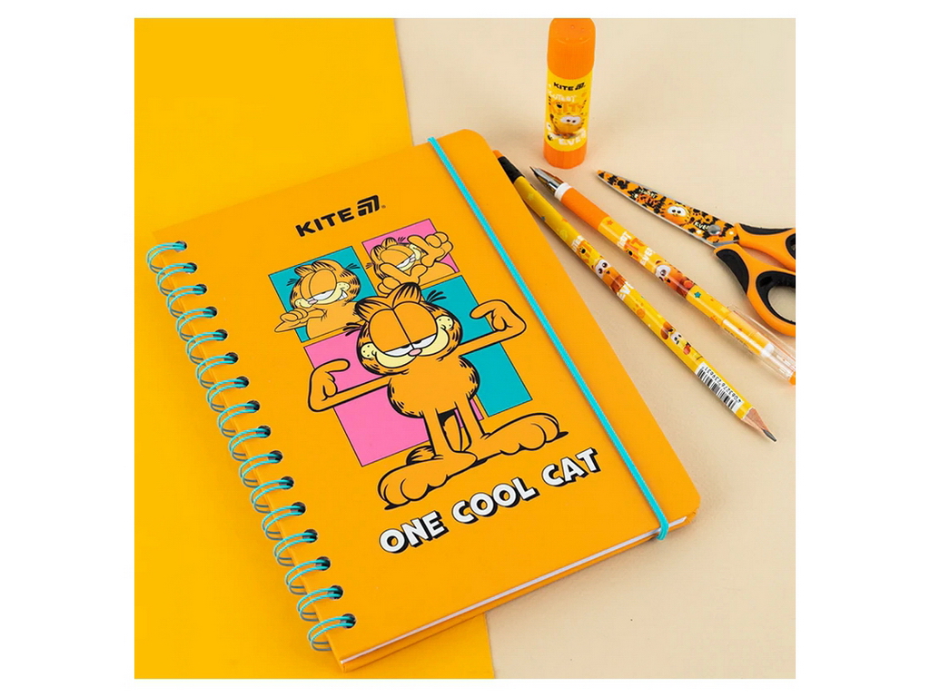 Блокнот на спирали в клетку на 80 листов А5, Garfield Retro/Classic, Kite