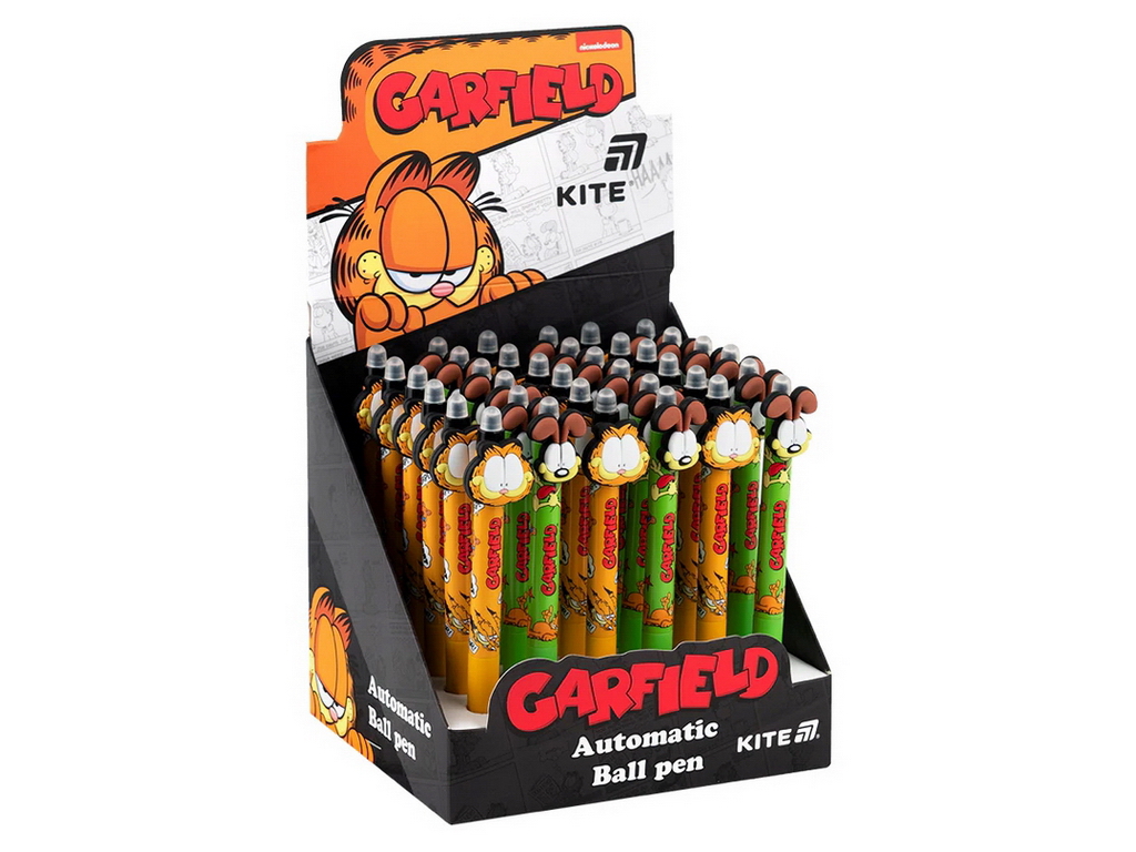 Ручка кулькова автоматична синя з фігуркою Garfield Retro/Classic, Kite