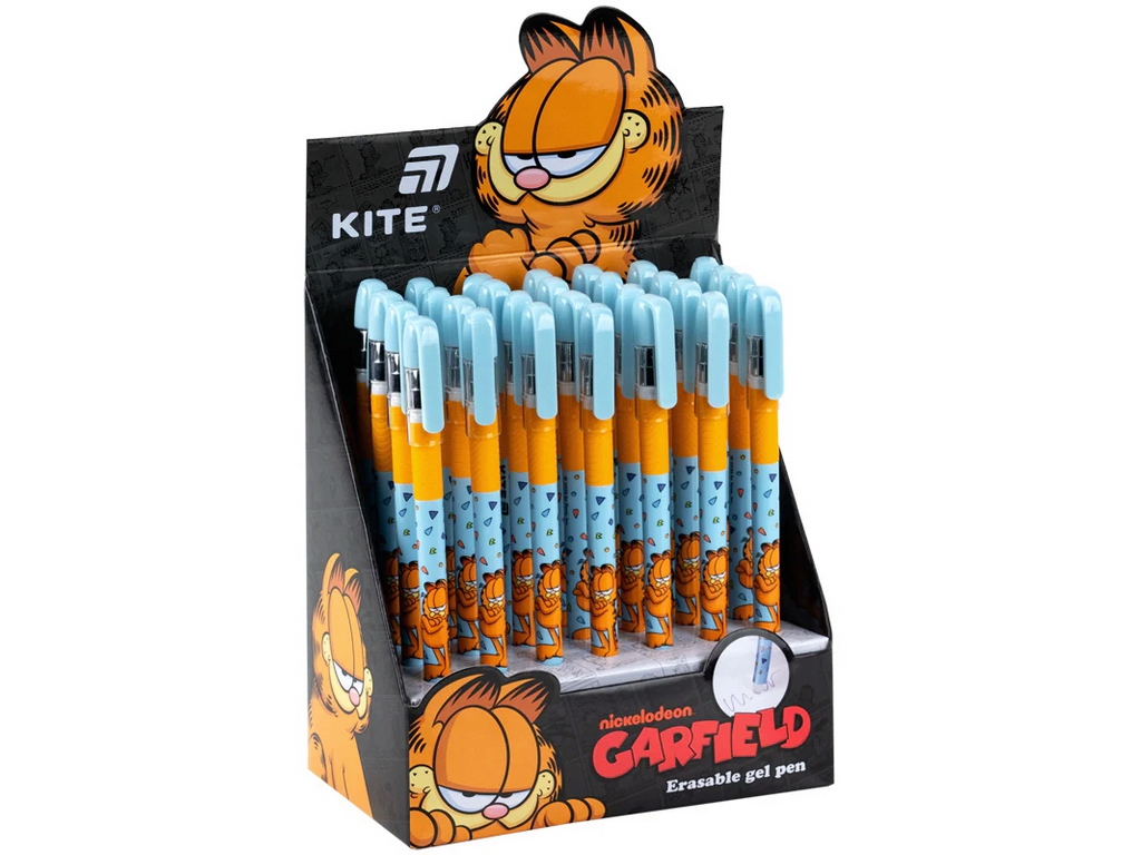 Ручка гелева "пиши-стирай" Kite Garfield GF26-068, синя, 0,5 мм, з гумкою
